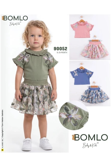 6-24 شهر فتاة بدله بلوزه مع تنوره