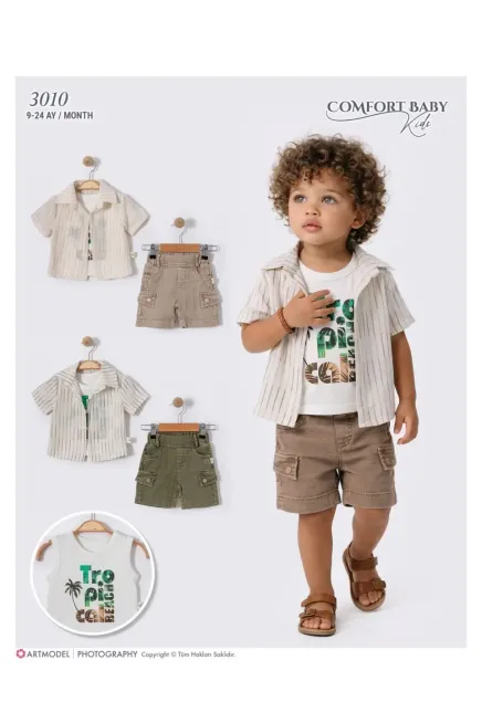 Gömlekli Tişörtlü Şort Takım