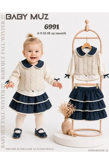 6-18 MONTH Girl SKIRT SET WITH SWETER VEST