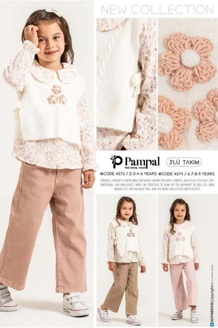 2-5 YEAR Girl PANT SET WITH SWETER VEST