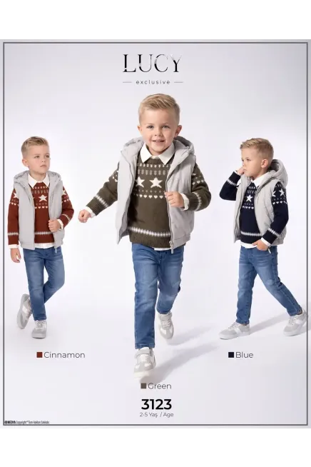 Yelekli Kazaklı Gömlekli Pantolonlu Takım