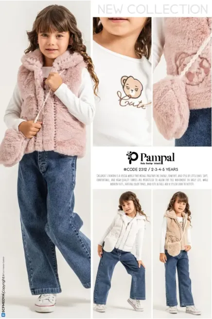 Peluş Yelekli Sweatshırtlu Pantolonlu Takım
