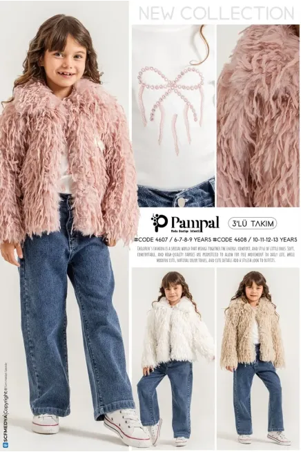 Tüylü Montlu Sweatshırtlu Pantolonlu Takım