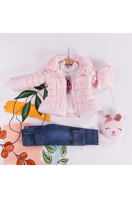 Baskili Sweatshirt Pofuduk Mont Kot Pantolon Çanta Tk