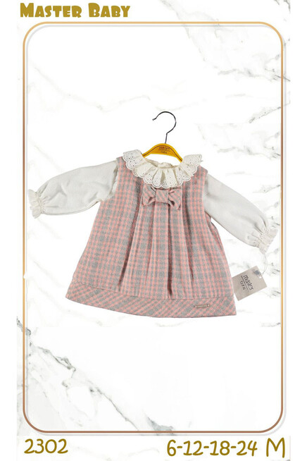 Dantel Yakali Bluz Fiyonklu Askili Elbise