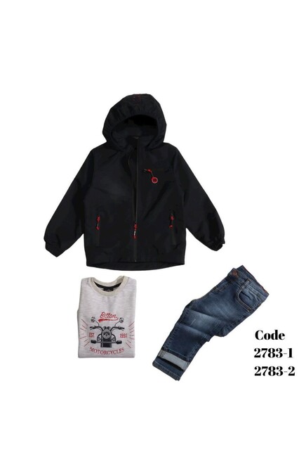 Baskili Sweatshirt Kot Pantolon Paraşüt Yağmurluk Takim