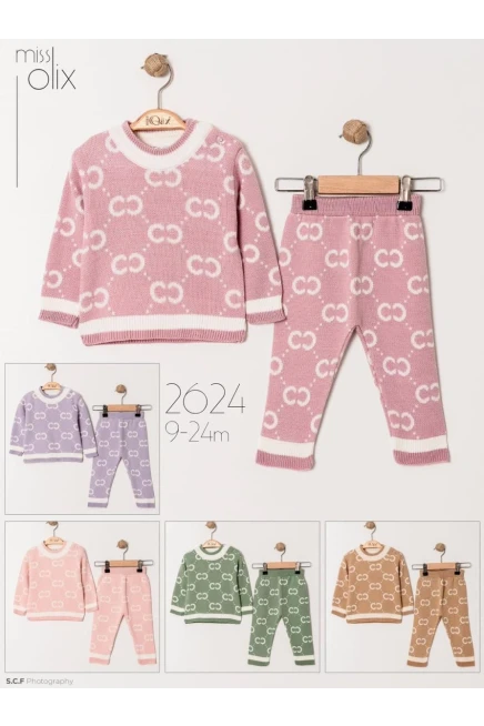 9-24 شهر فتاة بدله تريكو مع سروال