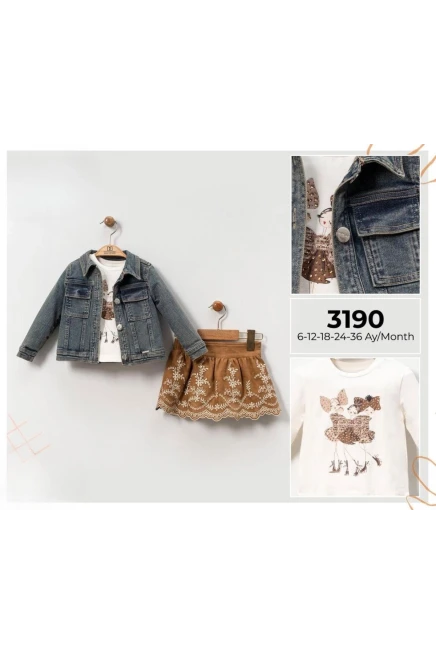 6-36 شهر فتاة طقم تنورة مع جاكيت