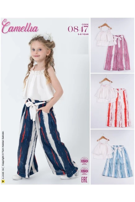 5-8 سنة فتاة طقم سروال مع بلوزة