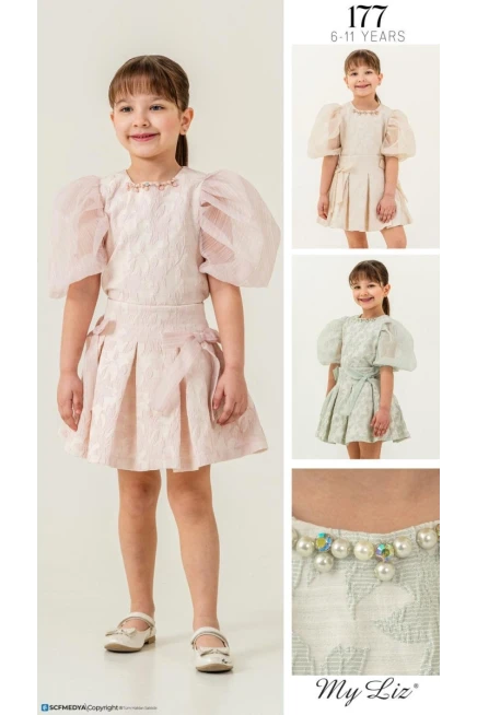 6-11 سنة فتاة بدله بلوزه مع تنوره