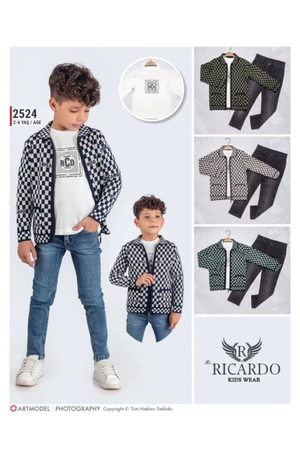 2-6 سنة صبي ستره كارديجان مع سروال