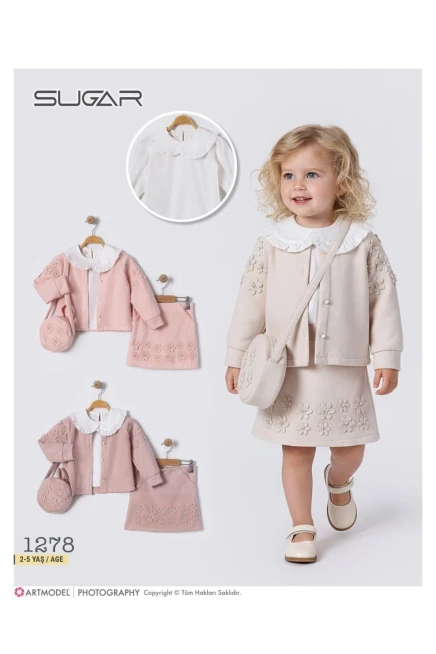 2-5 سنة فتاة طقم تنورة مع جاكيت