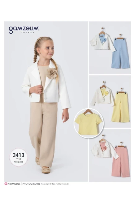 7-10 سنة فتاة بدله ستره مع سروال