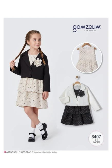 6-9 سنة فتاة فستان مع ستره