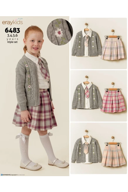 3-6 سنة فتاة  بدله تريكو مع تنورة