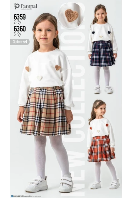 6-9 سنة فتاة بدله بلوزه مع تنوره