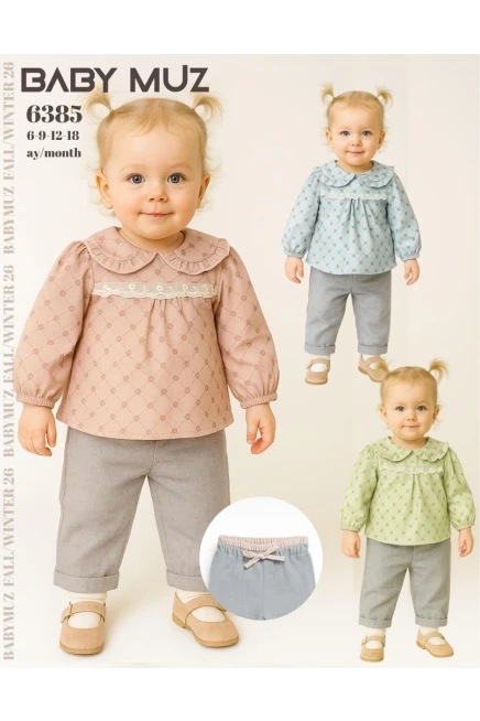 6-18 شهر فتاة طقم سروال مع بلوزة