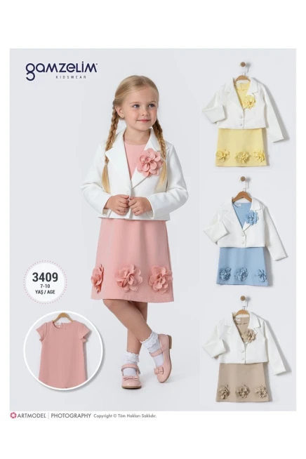 6-9 سنة فتاة فستان مع ستره