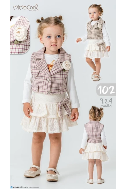 Yelekli Bluzlu Etekli Takım