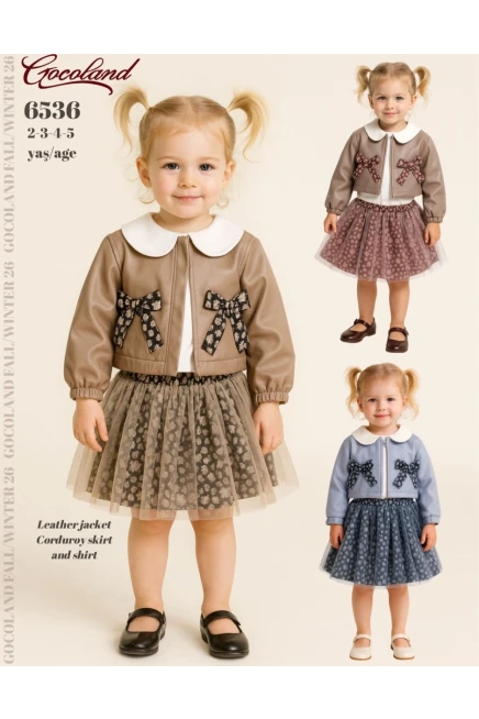 2-5 سنة فتاة  بدله تريكو مع تنورة