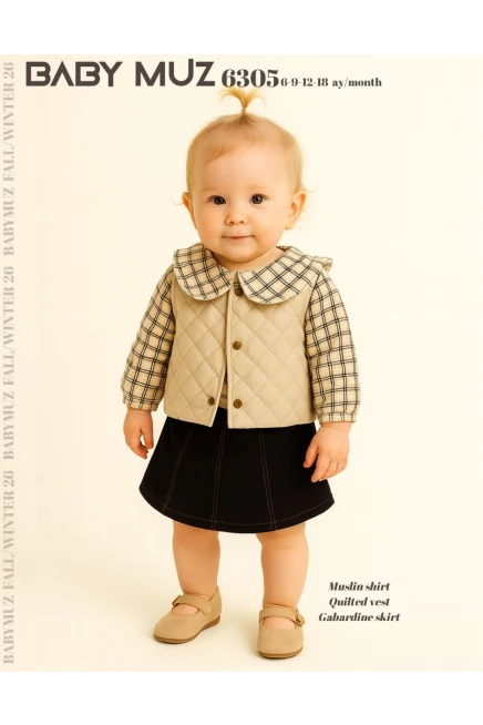 Yelekli Bluzlu Etekli Takım