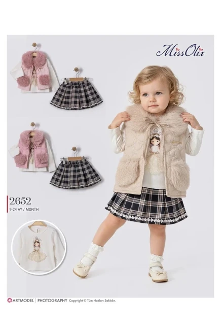 Yelekli Bluzlu Etekli Takım