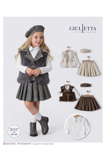 Yelekli Bluzlu Etekli Takım