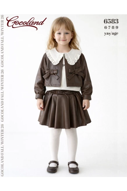 6-9 سنة فتاة طقم تنورة مع جاكيت