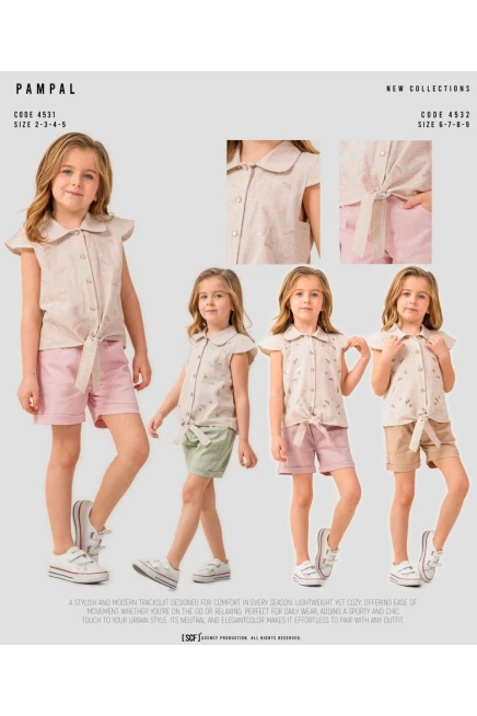 2-5 سنة فتاة بلوزة طقم شرط