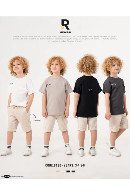 Yakalı Tişörtlü Keten Şortlu Takım