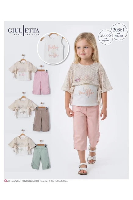 Bolerolu Tişörtlü Kaprili Takım