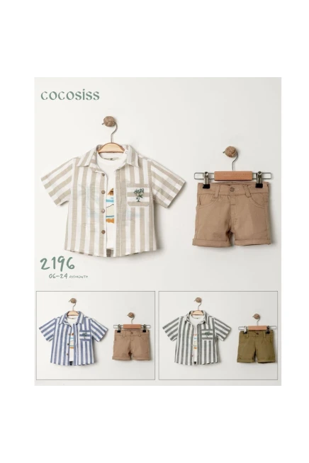 Çizgili Gömlekli Tişörtlü Şort Takım