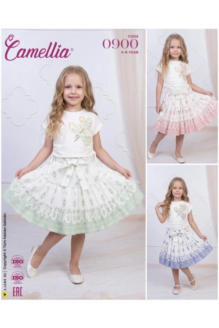 5-8 سنة فتاة بدله بلوزه مع تنوره