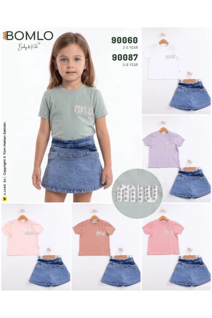 2-5 سنة فتاة طقم تنورة مع تي شيرت