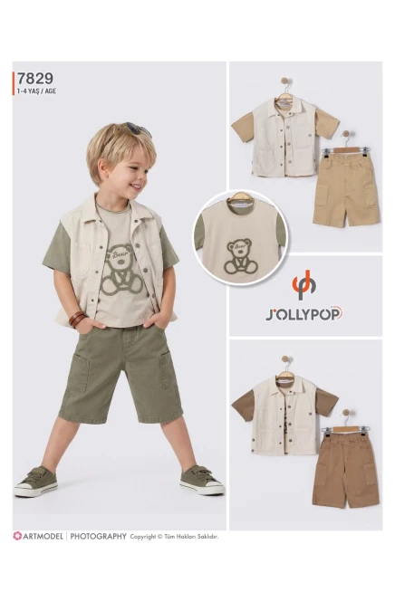 Yelekli Tişörtlü Şort Takım