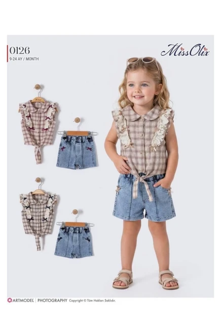 9-24 شهر فتاة بلوزة طقم شرط