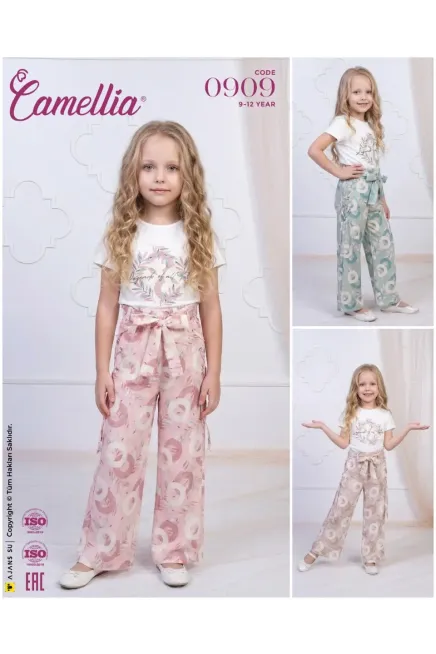 Bluzlu Desenli Pantolon Takım