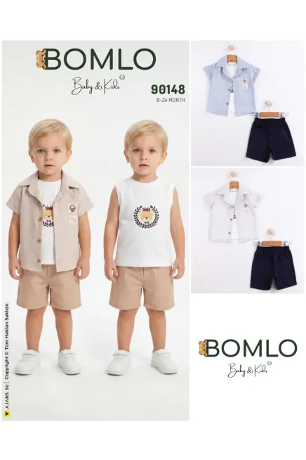 Gömlekli Tişörtl Şort Takım 