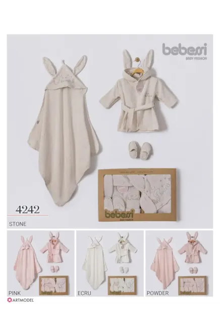 Bornozlu Havlulu Terlikli Set