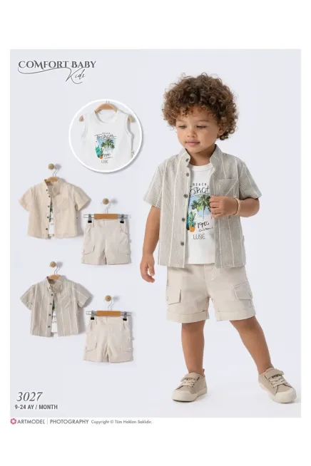 Gömlekli Tişörtlü Şort Takım