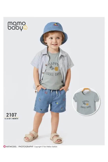 Gömlekli Tişörtlü Şort Takım 