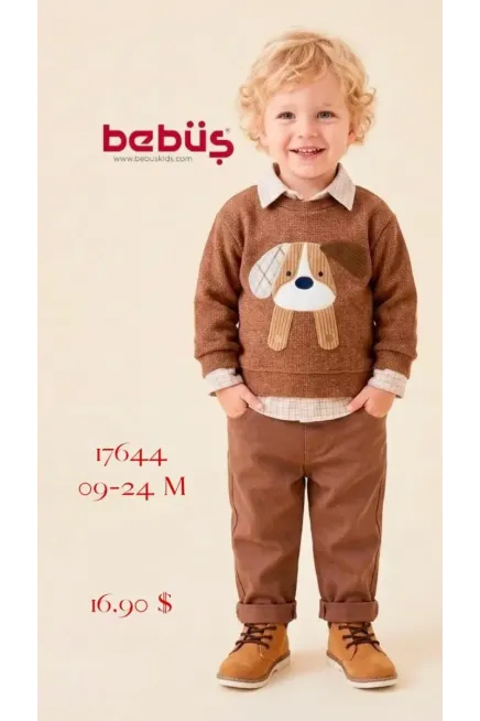 Sweatshırtlu Gömlekli Pantolonlu Takım