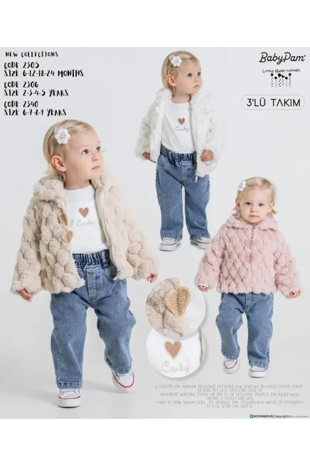 Peluş Ceketli Swetahsırtlu Pantolonlu Takım