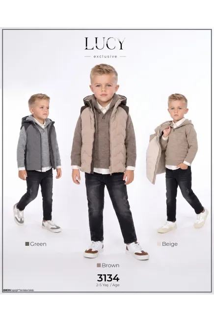 Yelekli Kazaklı Sweatshırtlu Pantolonlu Takım